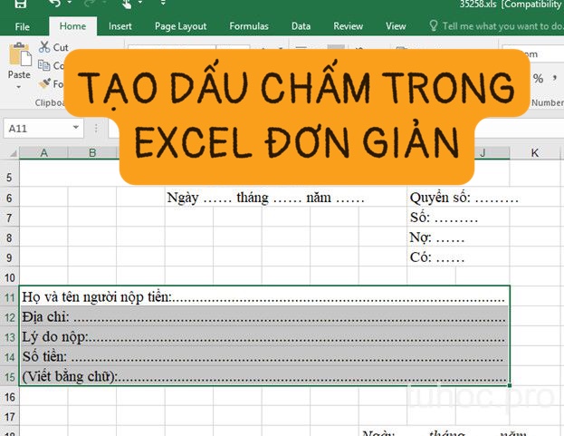 TẠO DẤU CHẤM TỰ ĐỘNG TRONG EXCEL