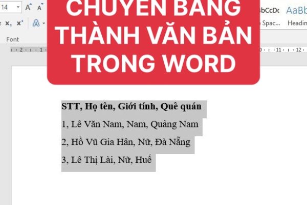 Chuyển bảng thành văn bản trong Word