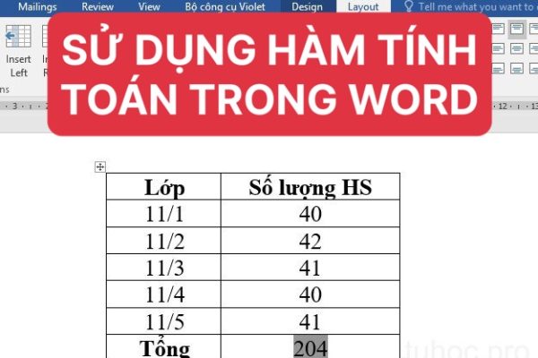 Cách sử dụng hàm tính toán trong Word